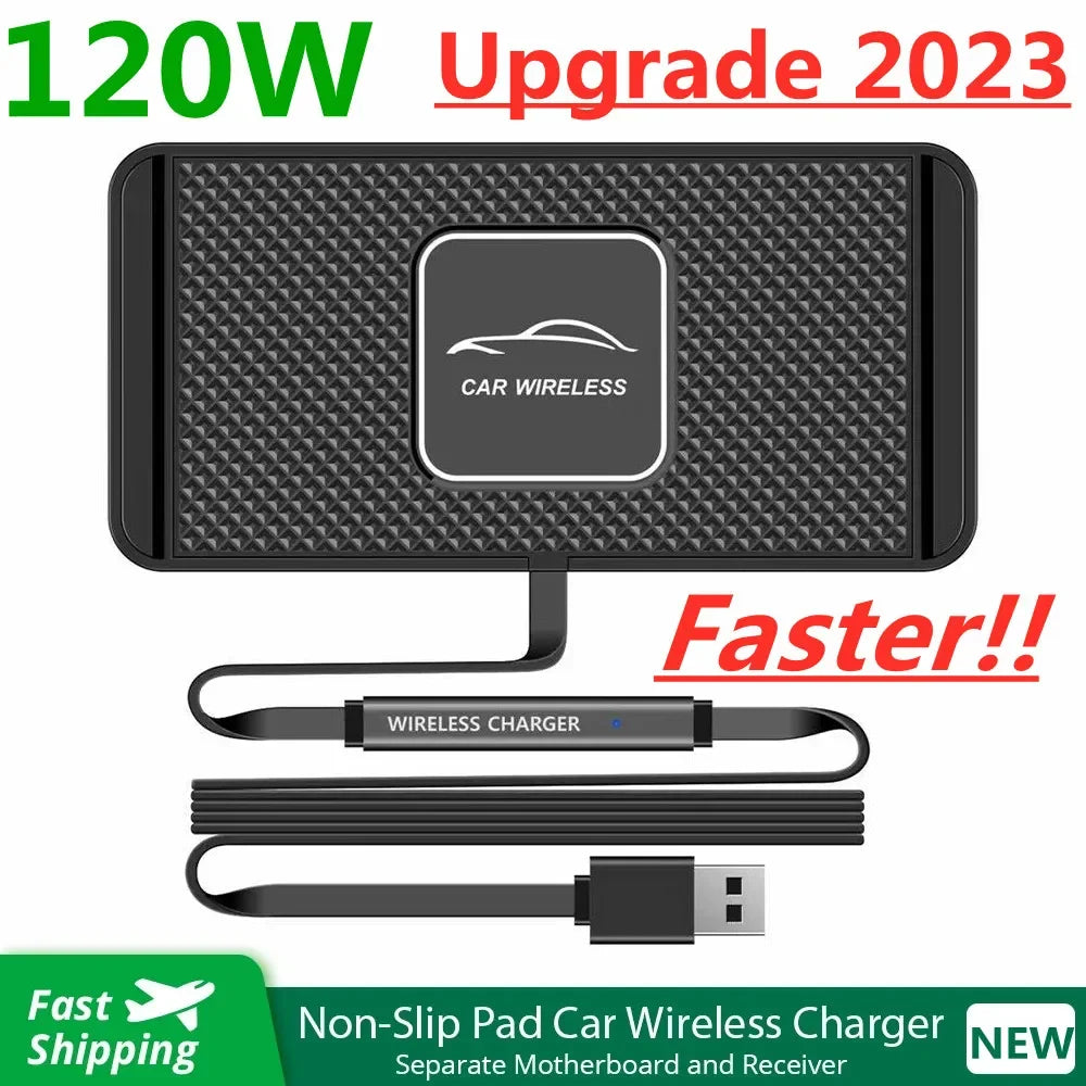 120W Wireless Charger Car Silicone Pad Stand For iPhone 14